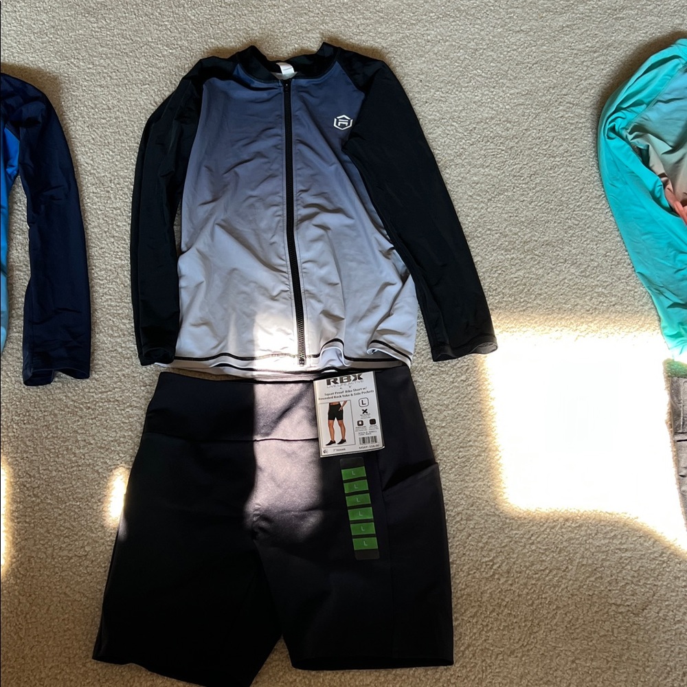 Black and Gray Zip-Up Jacket with Shorts